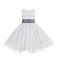 thumbnail image 2 of Ekidsbridal Ivory Lace Organza Flower Girl Dress with Colored Sash Beauty Pageant for Toddlers Junior Bridesmaid 186T 2, 2 of 3