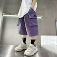 thumbnail image 4 of WRKEKC Boys Athletic Shorts 5 Inch Inseam Elastic Waist Lightweight Cargo Shorts Casual Outdoor Wear Solid Color 4-14 Years, 4 of 4