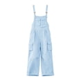 thumbnail image 5 of QSAWXQZ Womens Wide Leg Cargo Overalls Adjustable Straps Sleeveless Pockets Bib Jumpsuit Casual Pants L, 5 of 6