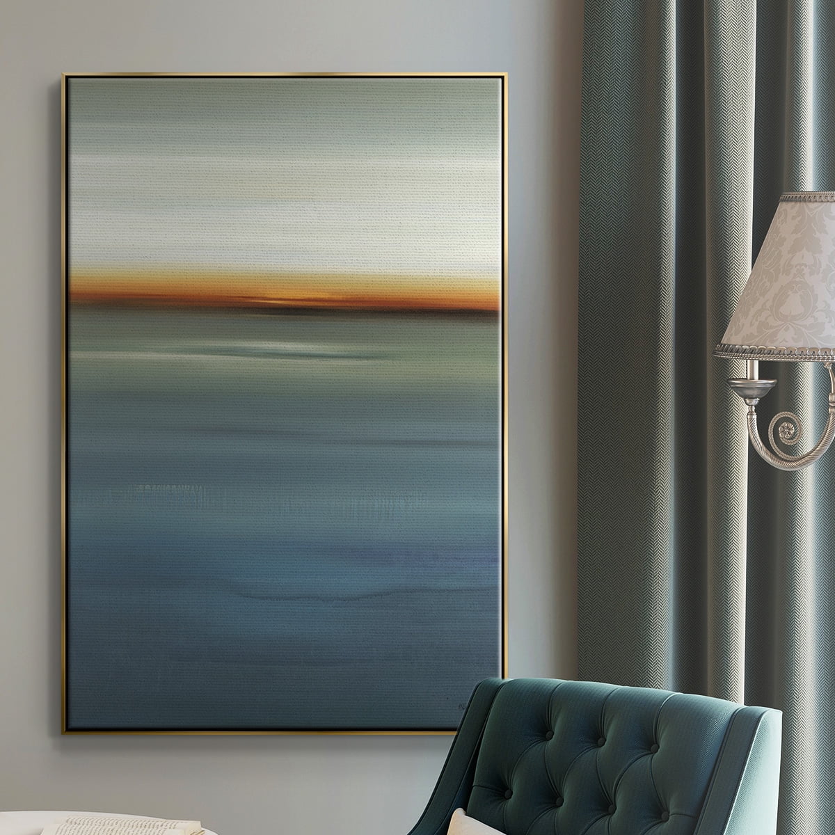 Beside the Blue I Framed Premium Gallery Wrapped Canvas - Ready to Hang - 25 x 37 - Gold Floating Frame
