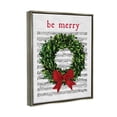 thumbnail image 3 of Stupell Industries Be Merry Holiday Music Wreath Graphic Art Luster Gray Floating Framed Canvas Print Wall Art, Design by Lettered and Lined, 3 of 8