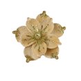 thumbnail image 1 of Decoraciones de Navidad para Árbol Flor de Navidad con Brillo Grande Flor de Decoración de Navidad Artificial Flor de Oro Glitter Mimics Flor de Camelia Usada para la Decoración de Navidad, 1 of 6