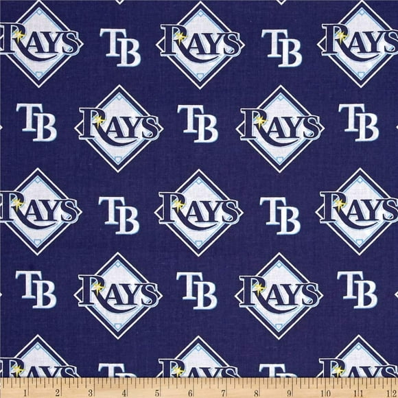MLB Cotton Broadcloth Tampa Bay Rays Blue/White, Fabric by the Yard