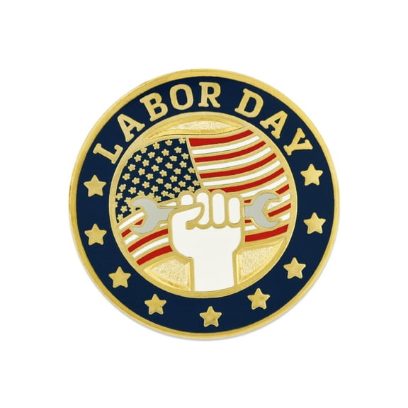 PinMart's Labor Day Patriotic American Flag Enamel Lapel Pin