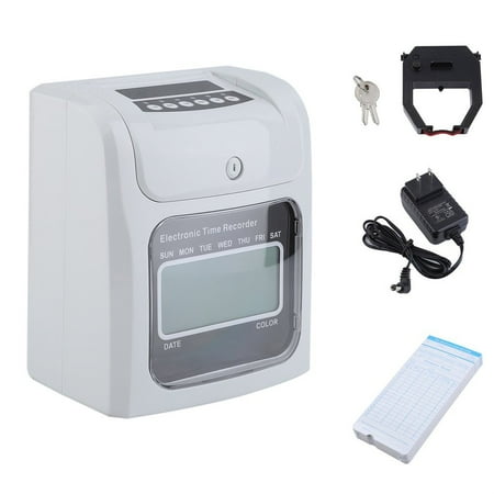 Great Value Hot Sale 960SP Practical LCD Display LCD Automatic Paper Card Employee Attendance time punch clock Payroll Recorder;Time Clock Bundle with 50-Cards(White)