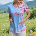 thumbnail image 2 of COMVALUE Womens Heart Printed Animals Nurse Uniforms 2026 Scrub Tops for Women Short Sleeve V Neck Scrub Shirt with Pockets (Sky Blue, L), 2 of 9