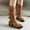 Brown, variant on YOUSNH Foreign Trade Autumn and Winter Women's Boots Belt Buckle Low Heel Round Head High Barrel Boots Womens Boots Black 6.5