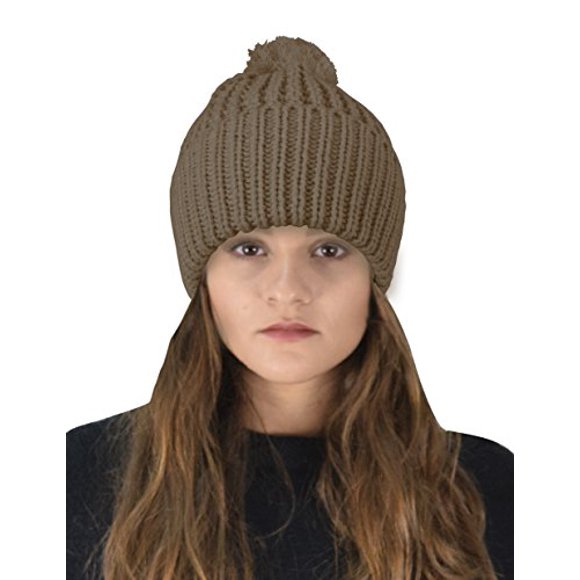 Peach Couture Classique Femmes Chaud Tricoté à la Main Pom Épais Bonnet d'Hiver de Ski Planche à Neige