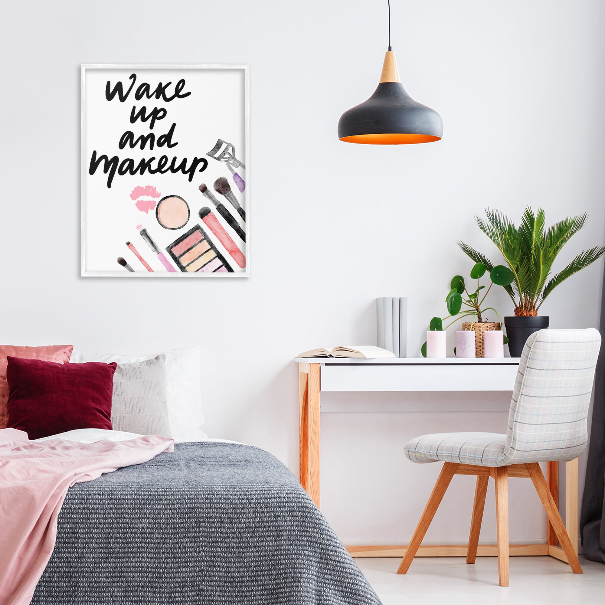 Stupell Industries Wake Up & Makeup White Framed Giclee Art, design by Jesse Keith