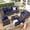 8 Piece/Blue, variant on OMNIBERG 5 Pieces Patio Furniture Sets, All Weather PE Rattan Patio Conversation Set Outdoor Sectional Set Patio Loveseat Sofa with Cushions, Lumbar Pillows and Tempered Glass Table
