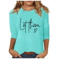 thumbnail image 1 of Top túnica estampado de manga 3/4 para mujer - Blusa de cuello redondo para el trabajo informal y las vacaciones - Tallas M-XXXL, 1 of 5