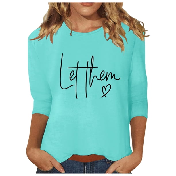 Top túnica estampado de manga 3/4 para mujer - Blusa de cuello redondo para el trabajo informal y las vacaciones - Tallas M-XXXL