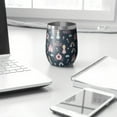 thumbnail image 3 of 12oz Stemless Wine Tumblers Dark Blue Little Princess Pattern Vacuum Insulated Stainless Steel Travel Tumbler Cups Mug with Lid and Straw for Champaign,Cocktail,Beer with Cleaning Brush, 3 of 5