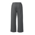thumbnail image 5 of Fabrcox Linen Pants Baggy Wide Leg Mens Pants Summer Beach Vacation Travel Lightweight Drawstring Big and Tall Mens Lounge Pants with Pockets Gray L, 5 of 9