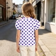 thumbnail image 5 of WRKEKC Girls Short Sleeve Tops Puff Sleeve Floral Print Round Neck Summer Casual Blouse for 4-15 Years, 5 of 8