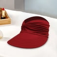 thumbnail image 4 of Sombrero de visera de verano informal para mujer, sombrero de ala ancha con moño desordenado, sombrero de copa hueca, sombrero para el sol para Rojo, 4 of 8