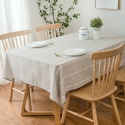 Enova Home High Quality Tablecloth, Rectangle Linen Cotton and Polyester Table Decoration Cover for Dining Table (Beige) - 54"x 80"