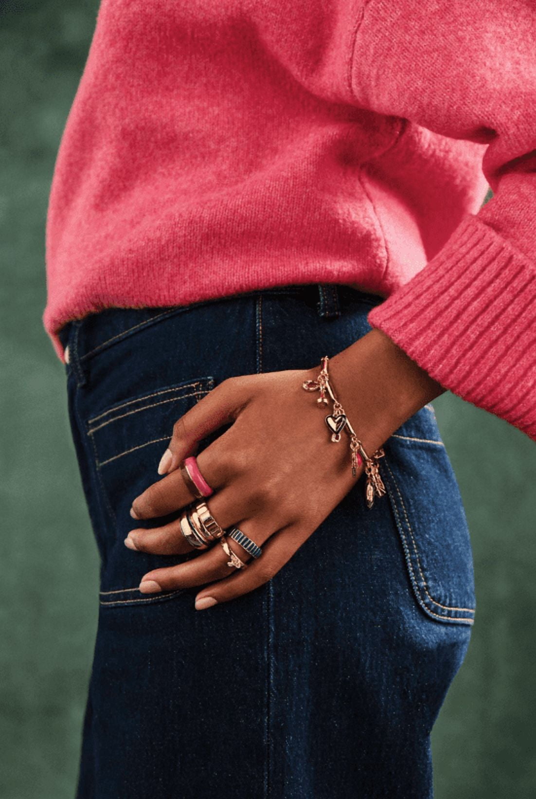 Free Assembly Women's Key Charm Ring Set, 3-Piece, Size 7