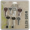 Idea-Ology Metal Word Keys 1.5" To 3" 7/Pkg-Antique Nickel, Brass & Copper