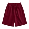thumbnail image 6 of Cagogo Women's High Waisted Shorts with Pockets Solid Casual Summer Beach Vacation Shorts Elastic Waist Lounge Trousers Travel Clothes, Wine 2XL, 6 of 6