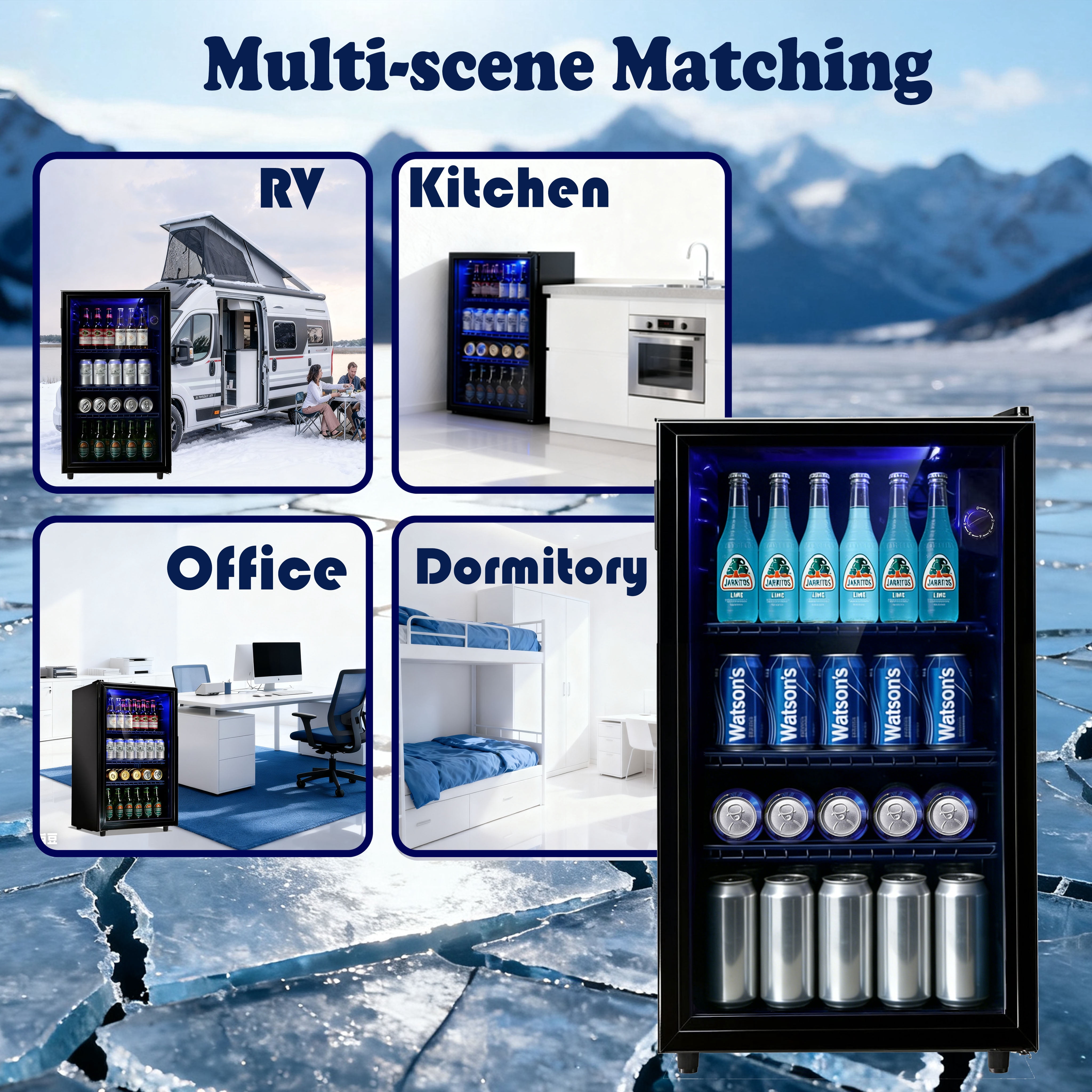JIEJIA 125 Can Mini Fridge and 3.6 Cu.ft Beverage Cooler Refrigerator with Glass Door for Home, Office