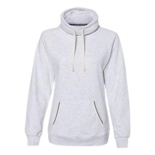 J. America B34128014 Womens Relay Cowl Neck Sweatshirt, Ash - Medium