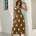 thumbnail image 5 of Brown Beige Color Dot Dress Summer Street Style Bohemia Long Dresses Female Sleeveless Printed Maxi Dress, 5 of 9