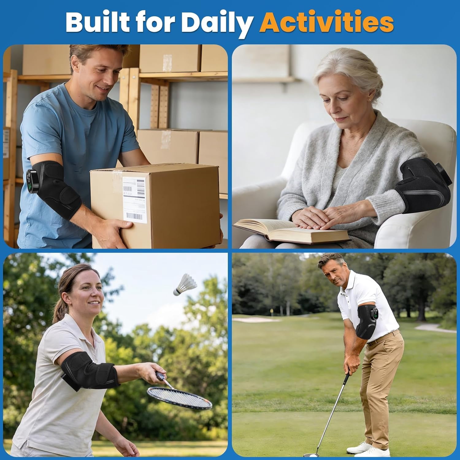Elbow Heating Pad, Cordless Elbow Brace for Cubital Tunnel and Tennis Elbow Relief, 5 Heat Levels & 3 Vibration Gears, Arm Heating Pad Sleeve with Long Battery Life