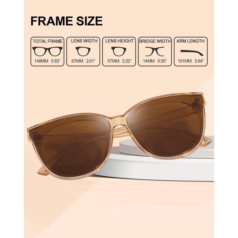 Sunglasses for driving fishing - 99.99% UV protection LVIOE Cat Eyes Sunglasses for Women, Polarized Oversized  main image 3