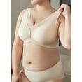 thumbnail image 2 of YOURISS Plus Size Wireless Seamless Bra, Full Coverage, Breathable 0.2cm Cups, Side Support U-Back, 5-Row 4-Hook T-Shirt Bra, Beige White 2XL, 2 of 7