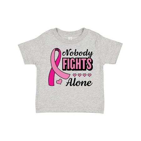 

Inktastic Breast Cancer Awareness Nobody Fights Alone Pink Ribbon Gift Toddler Boy or Toddler Girl T-Shirt