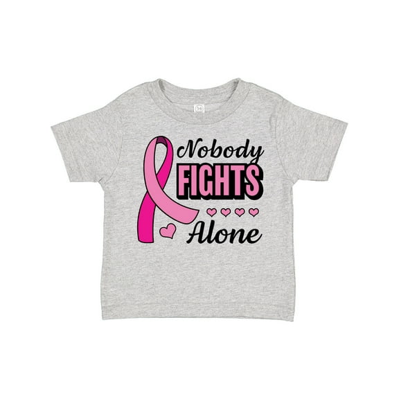 Inktastic Breast Cancer Awareness Nobody Fights Alone Pink Ribbon Boys or Girls Toddler T-Shirt
