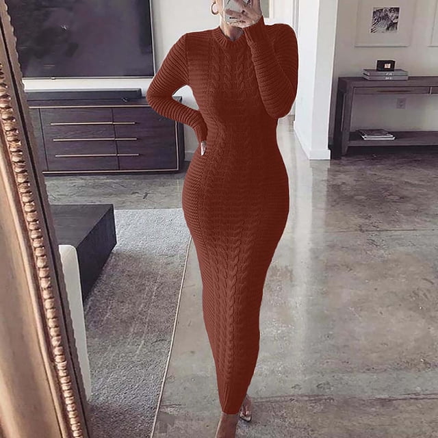Gspmoly Robes Grande Taille pour Femmes aux Formes, Mode Femmes Couleur Fleurs Tricot Manches Longues Robe Robes d'Été pour Femmes jusqu'à 70 % de Rabais