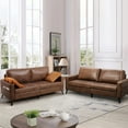 thumbnail image 2 of AECOJOY 79" Faux Leather Sofa 3 Seater Couch Loveseat Living Room Furniture in Brown, 2 of 9