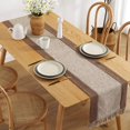 thumbnail image 1 of 15 x 70inch Table Runner-Rustic Cotton Linen Table Runners with Boho Fringe for Kitchen Dinning Coffee Washable Double Layer Table Farmhouse Runner-Beige, 1 of 6