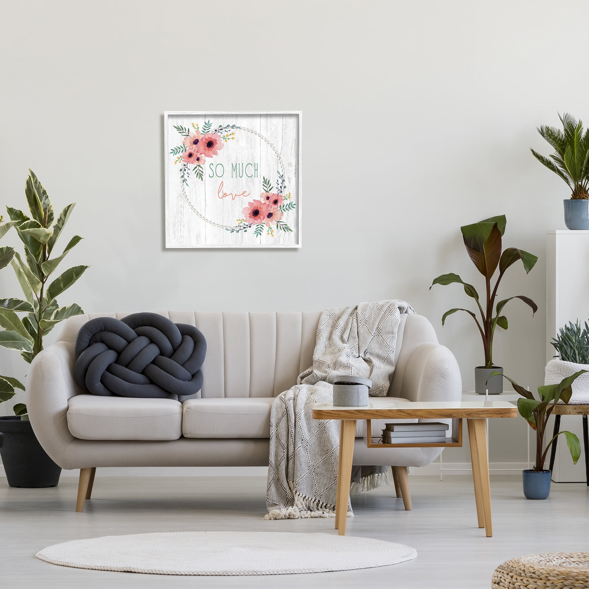 Stupell Industries So Much Love Sentiment Soft Blushing Florals Poppy, 24 x 24, Designed by Elizabeth Tyndall