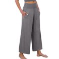 thumbnail image 5 of Petite Womens Wide Leg Crop Pants 2026 Summer Smocked Waist Pull On Casual Palazzo Trousers with Pockets Gray L, 5 of 6