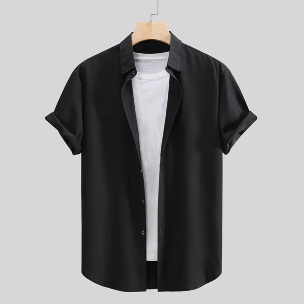 pstuiky camisetas para hombre, Blusa de manga corta con cuello redondo y empalme irregular para hombre ropa de hombre l