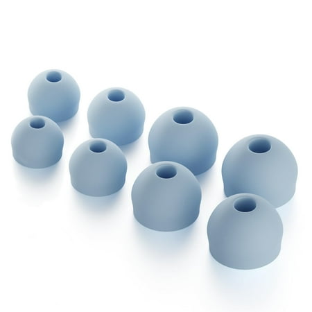 CURVD Replacement Earplug Tips Set: 4 Pairs (XS/S/M/L) Soft Silicone Noise-Reducing Eartips (Blue)