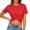 Red, variant on Kukoosong Women's Crew Neck Short Sleeve Twist Front Crop Top, Casual Soft Solid Color Cropped T-Shirt