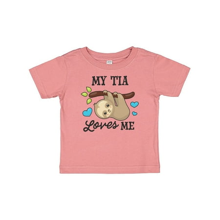

Inktastic My Tia Loves Me with Sloth and Hearts Gift Baby Boy or Baby Girl T-Shirt