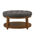thumbnail image 6 of GZXS 32.5-Inch Round Upholstered Ottoman Coffee Table w/ Solid Wood Frame & Linen Tufted Top, 300 lbs Weight Capacity (Granite), 6 of 8