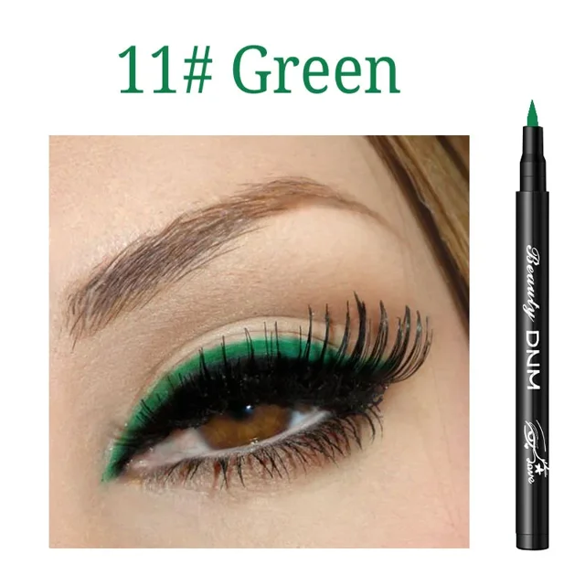 Lápiz Delineador de ojos líquido, maquillaje resistente al agua, color rosa mate, azul, amarillo, Blanco, Negro, cosméticos, Sexy, 1 unidad (Green