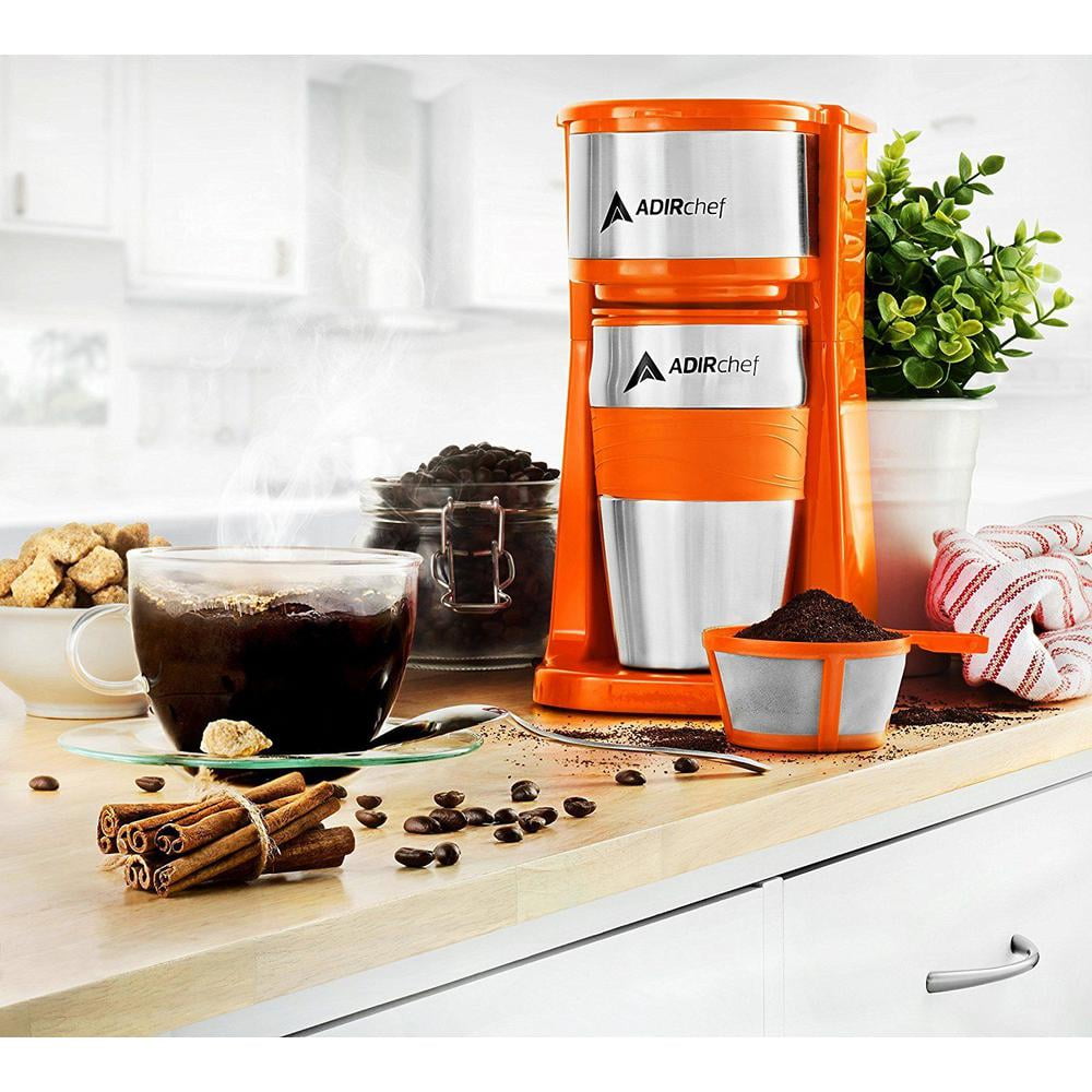 AdirChef Individual Use Mini Ground Cup Coffee Maker, Grab & Go