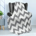 thumbnail image 4 of Grey Soft Flannel Fleece Throw Blanket, Grey and White Chevron Pattern Classic Geometrical Horizontal Zig Zag Stripes Retro, Cozy Plush for Indoor and Outdoor Use, 50" x 60", Grey White, by Ambesonne, 4 of 5
