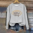 thumbnail image 2 of Uootdi Game Day Long Sleeve Sweatshirt for Women Funny Letter Print Graphic Top Fall Fashion Sports Tops, 2 of 3