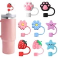 thumbnail image 1 of 8 tapas para pajitas compatibles con vasos Stanley de 30 y 40 oz, lindas puntas de silicona reutilizables, protectores de tapas para vasos de 0,4 pulgadas/10 mm, accesorios, 1 of 5