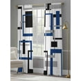 thumbnail image 4 of Abstract Lines Art Sheer Curtains 84 Inches Long 2 Panels Black Blue Geometric Square Frame Light Filtering Semi Sheer Window Curtains Drapes for Bedroom Living Room 52"x84", 4 of 7