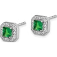 thumbnail image 3 of Sterling Silver Rhodium-Plated Green And Clear Cz Post Earrings (8.17 X 8.17) Made In Thailand qe14470may, 3 of 6