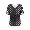 thumbnail image 5 of Hxlamzoo Womens Casual Shirts V-Neck Short Sleeve Polka Dots Tops with Ruffle Detail 2026 Summer Trendy Outfits, 5 of 6